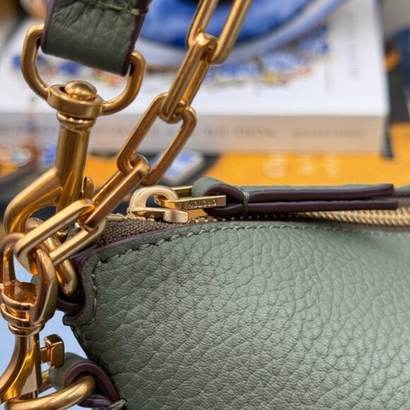 🆕 OROTON 🧿 NWOT Lily Zip Top Leather Crossbody, Olive - Picture 6 of 16
